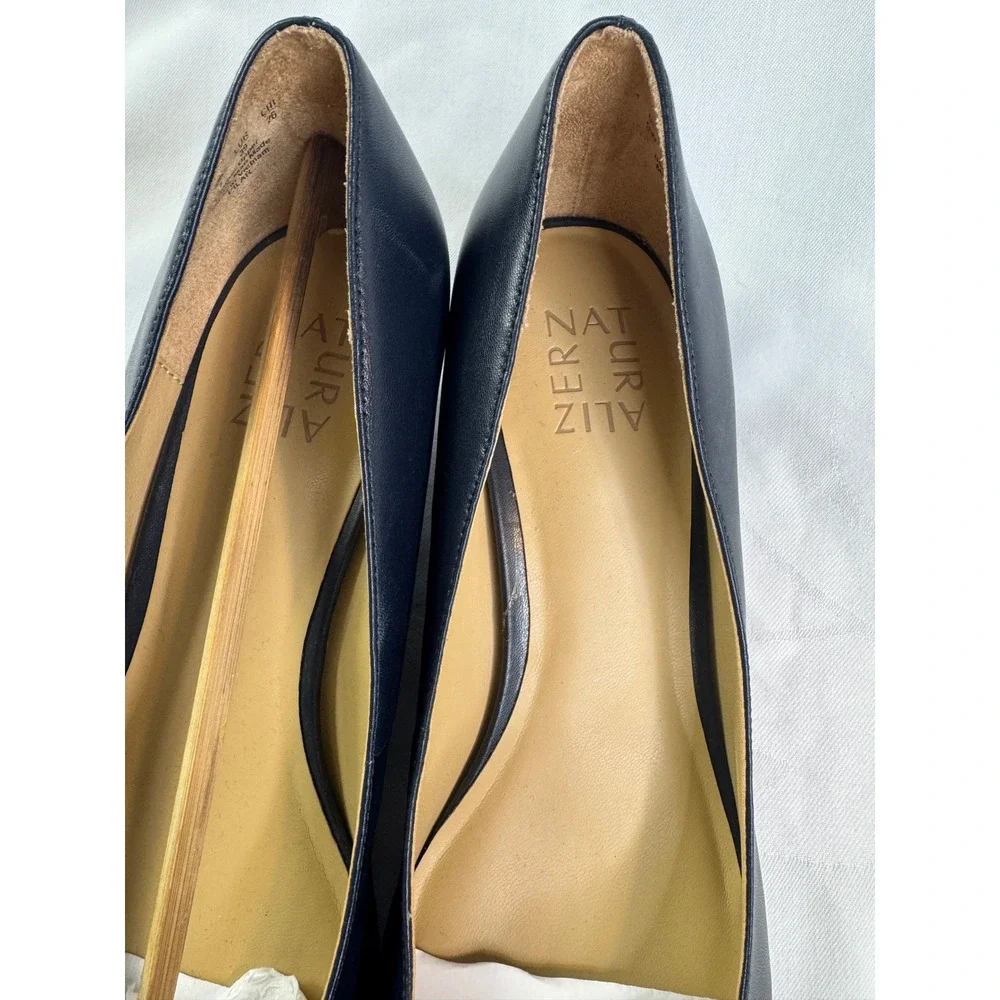 Naturalizer Pilar Navy Blue Leather Wedge Pumps Round Toe Shoes Womens 9W